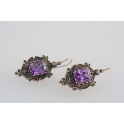 Ασημένια χειροποίητα σκουλαρίκια με αμέθυστο