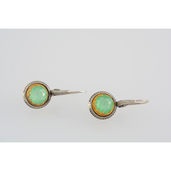 Ασημένια χειροποίητα σκουλαρίκια με αμαζονίτη