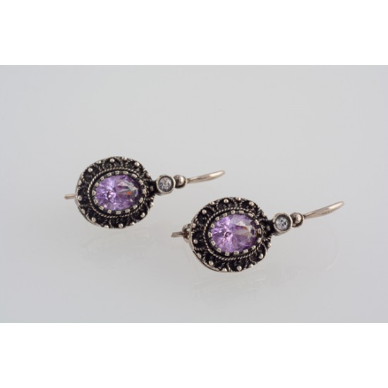 Ασημένια χειροποίητα σκουλαρίκια με ζιργκόν