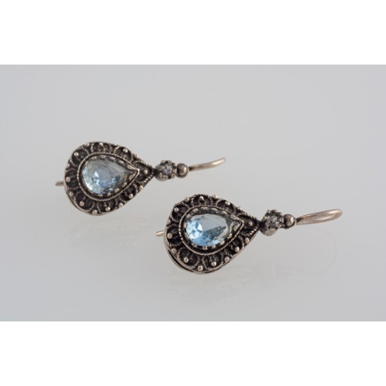 Ασημένια χειροποίητα σκουλαρίκια με ζιργκόν