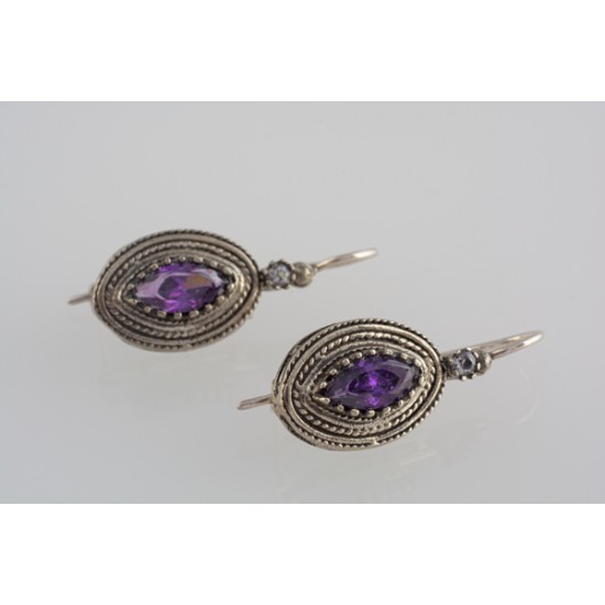 Ασημένια χειροποίητα σκουλαρίκια με ζιργκόν