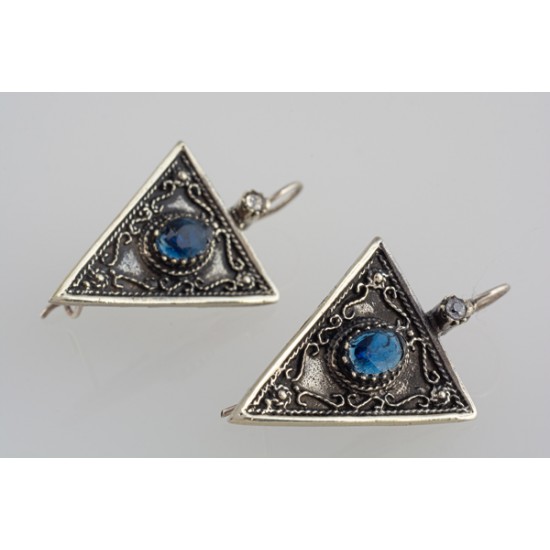 Δίχρωμα Ασημέμια χειροποίητα σκουλαρίκια με ζιργκόν