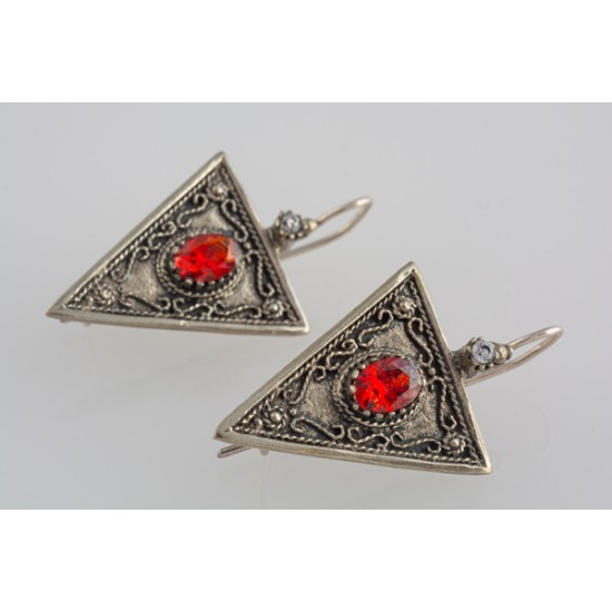 Ασημένια χειροποίητα σκουλαρίκια με ζιργκόν