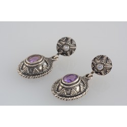 Ασημένια χειροποίητα σκουλαρίκια με αμέθυστο
