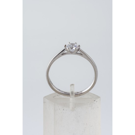 Ασημένιο Μονόπετρο δαχτυλίδι με ζιργκόν