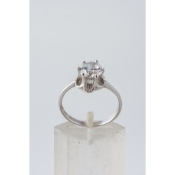 Ασημένιο Μονόπετρο δαχτυλίδι με ζιργκόν