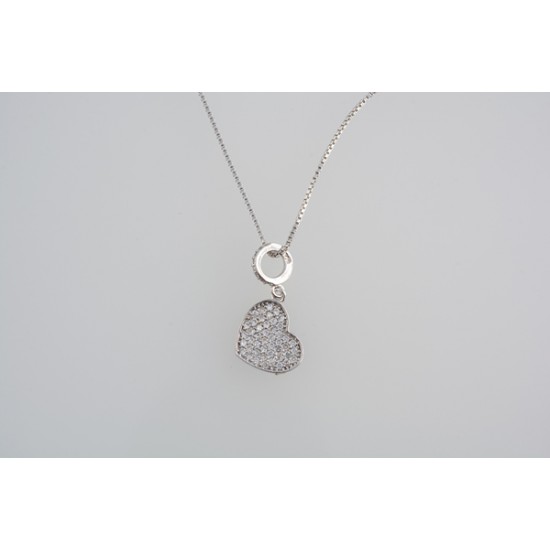 Ασημένιο κολιέ καρδιά με ζιργκον