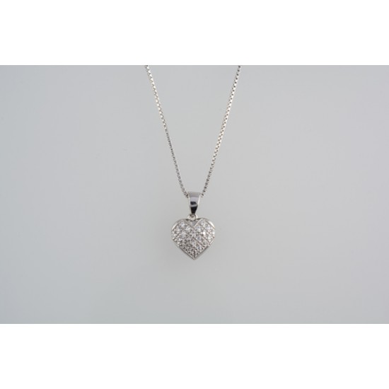 Ασημένιο κολιέ καρδιά με ζιργκον