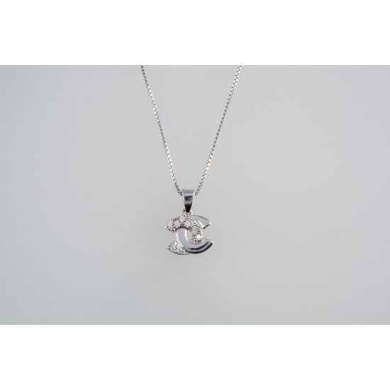 Ασημένιο κολιέ «Ημικύκλια» με ζιργκόν