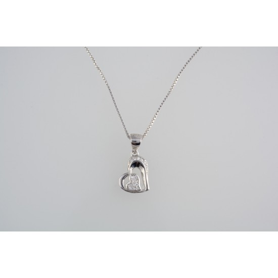 Ασημένιο κολιέ «Διπλή Καρδιά» με ζιργκόν