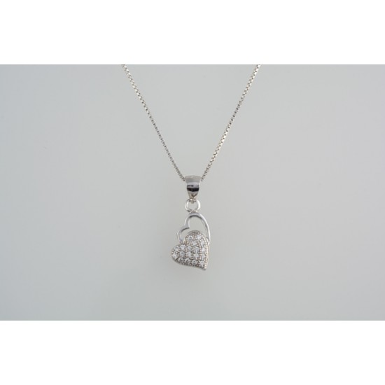 Ασημένιο κολιέ «Καρδιά» με ζιργκόν