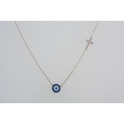 Ασημένιο κολιέ «Στόχος - Σταυρός» με ζιργκόν