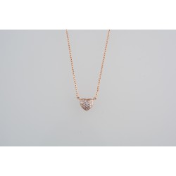 Ασημένιο κολιέ καρδιά σε ροζ χρώμα με ζιργκόν