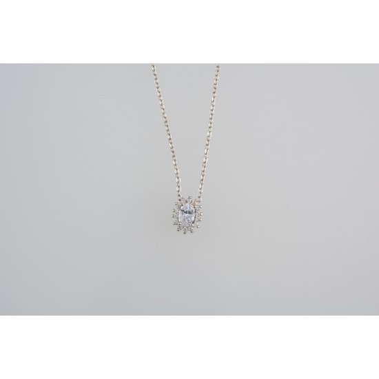 Ασημένιο κολιέ ροζέτα με ζιργκόν