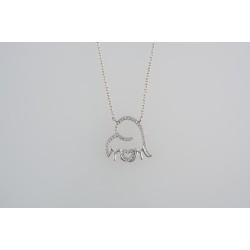 Ασημένιο κολιέ καρδιά "mom" με ζιργκόν