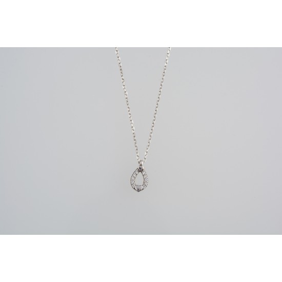 Ασημένιο κολιέ δάκρυ με ζιργκόν