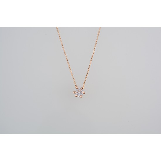 Ασημένιο κολιέ σε ροζ χρώμα με ζιργκόν