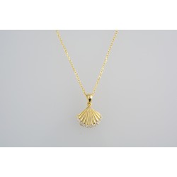 Ασημένιο επιχρυσωμένο κολιέ κοχύλι δάκρυ με ζιργκόν