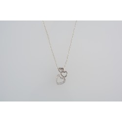 Ασημένιο κολιέ καρδιές με ζιργκόν