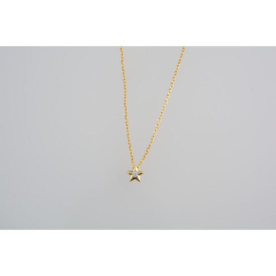 Ασημένιο επιχρυσωμένο κολιέ αστεράκι με ζιργκόν