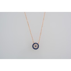 Ασημένιο κολιέ στόχος σε ροζ χρώμα με ζιργκόν