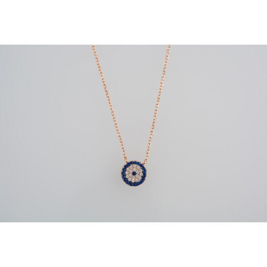 Ασημένιο κολιέ στόχος σε ροζ χρώμα με ζιργκόν