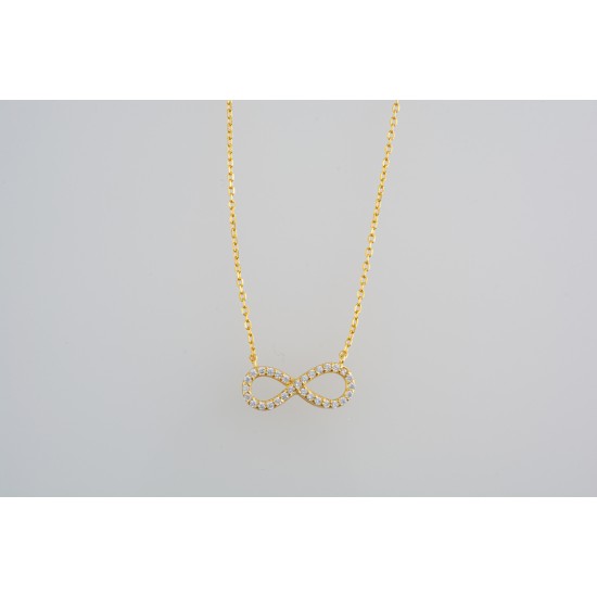 Ασημένιο επιχρυσωμένο κολιέ άπειρο με ζιργκόν