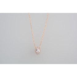 Ασημένιο κολιέ ροζέτα σε ροζ χρωμα με ζιργκόν