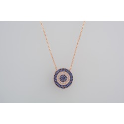 Ασημένιο κολιέ στόχος σε ροζ χρώμα με ζιργκόν