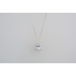 Ασημένιο κολιέ ροζέτα με ζιργκόν