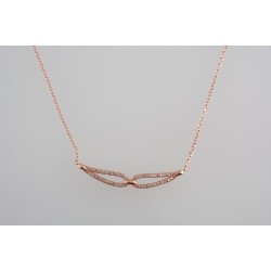 Ασημένιο κολιέ φτερά σε ροζ χρώμα με ζιργκόν