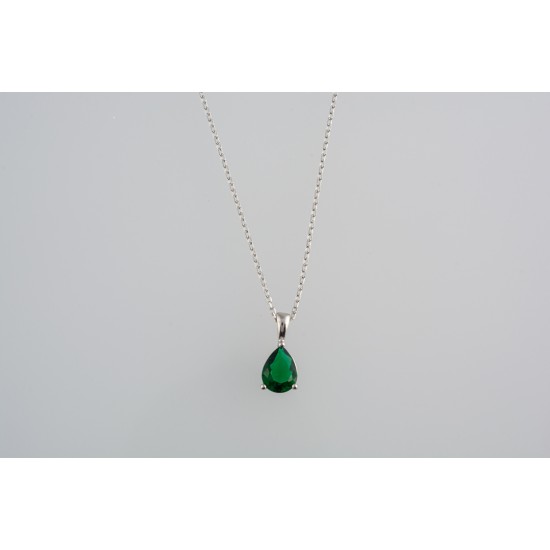 Ασημένιο κολιέ δάκρυ με ζιργκόν