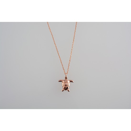 Ασημένιο κολιέ χελωνάκι σε ροζ χρώμα