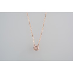 Ασημένιο κολιέ ροζέτα σε ροζ χρωμα με ζιργκόν