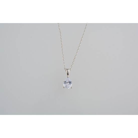 Ασημένιο κολιέ δάκρυ με ζιργκόν