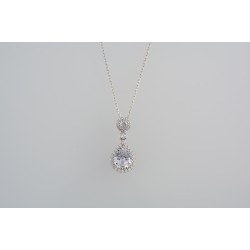 Ασημένιο κολιέ ροζέτα δάκρυ με ζιργκόν