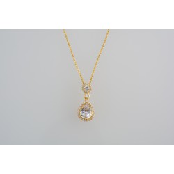 Ασημένιο επιχρυσωμένο κολιέ ροζέτα δάκρυ με ζιργκόν