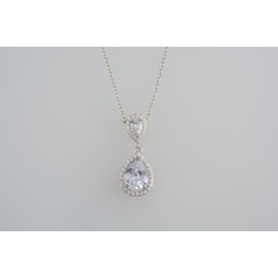 Ασημένιο κολιέ διπλή ροζέτα δάκρυ με ζιργκόν