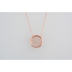 Ασημένιο κολιέ σε ροζ χρώμα με ζιργκόν