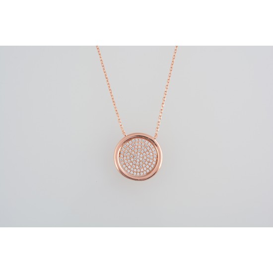 Ασημένιο κολιέ σε ροζ χρώμα με ζιργκόν