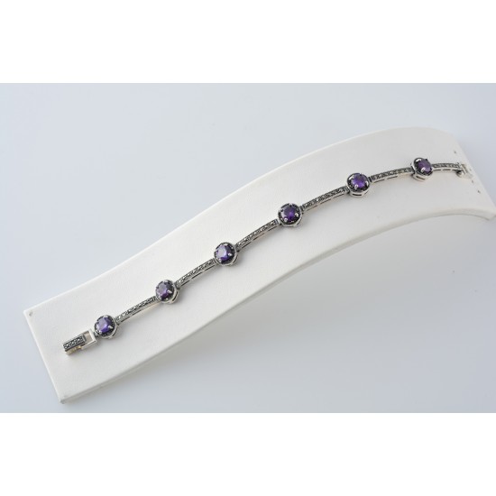 Ασημένιο Βραχιόλι με μαρκασίτη και ζιργκόν