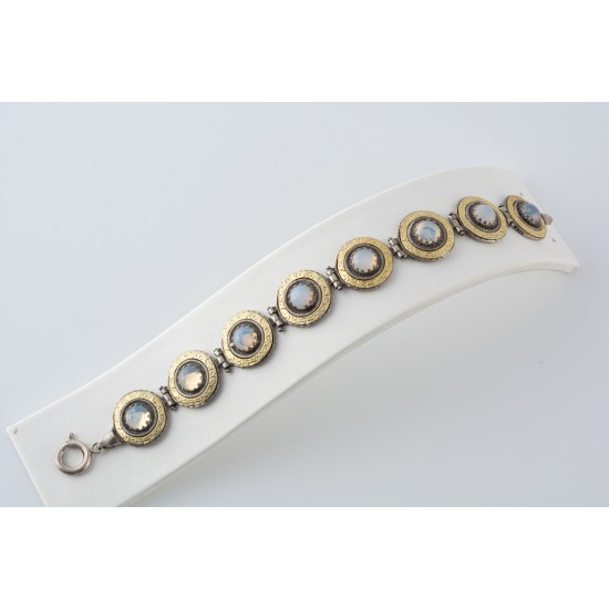 Ασημένιο Χειροποίητο Βραχιόλι με φεγγαρόπετρες