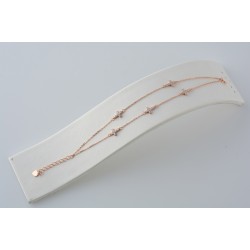 Ασημένιο βραχιόλι "Σταυροί" σε ροζ χρώμα με ζιργκόν