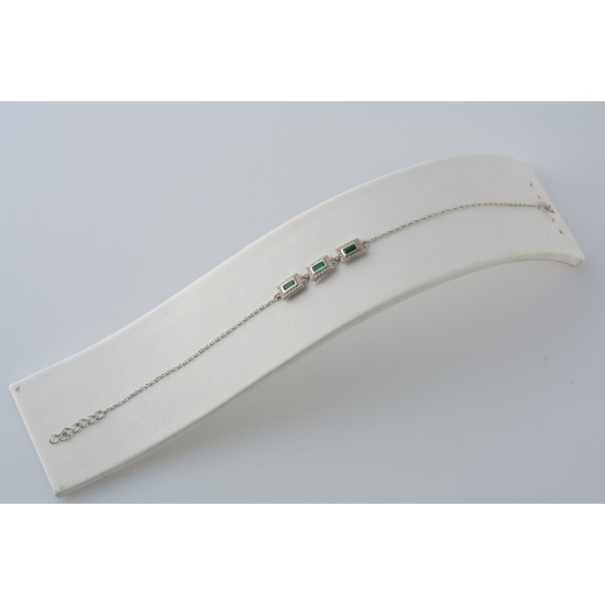 Ασημένιο βραχιόλι "Ροζέτα" σε πράσινο χρώμα