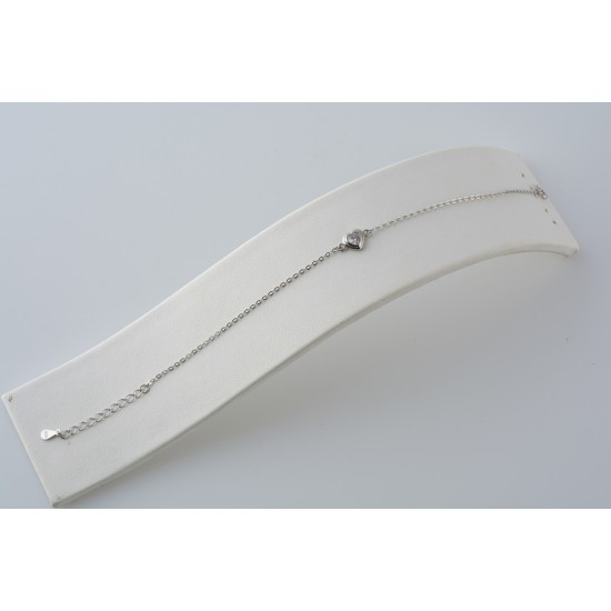 Ασημένιο βραχιόλι "Καρδιά" με ζιργκόν