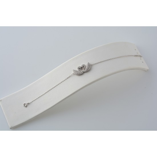 Ασημένιο βραχιόλι κύκνοι με ζιργκόν