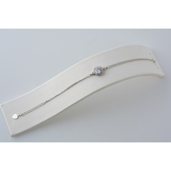 Ασημένιο βραχιόλι ροζέτα με ζιργκόν 