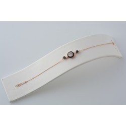 Ασημένιο βραχιόλι ροζέτα σε ροζ & λευκό χρώμα με ζιργκόν