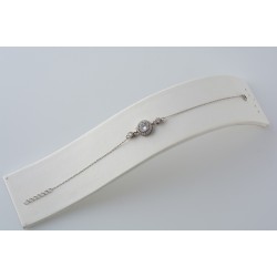 Ασημένιο βραχιόλι ροζέτα με λευκά ζιργκόν 